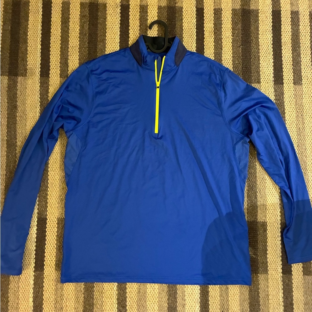 Greyson Wolf 1/4 Zip Pullover Mens L Golf Sports Stretchy Performance Blue